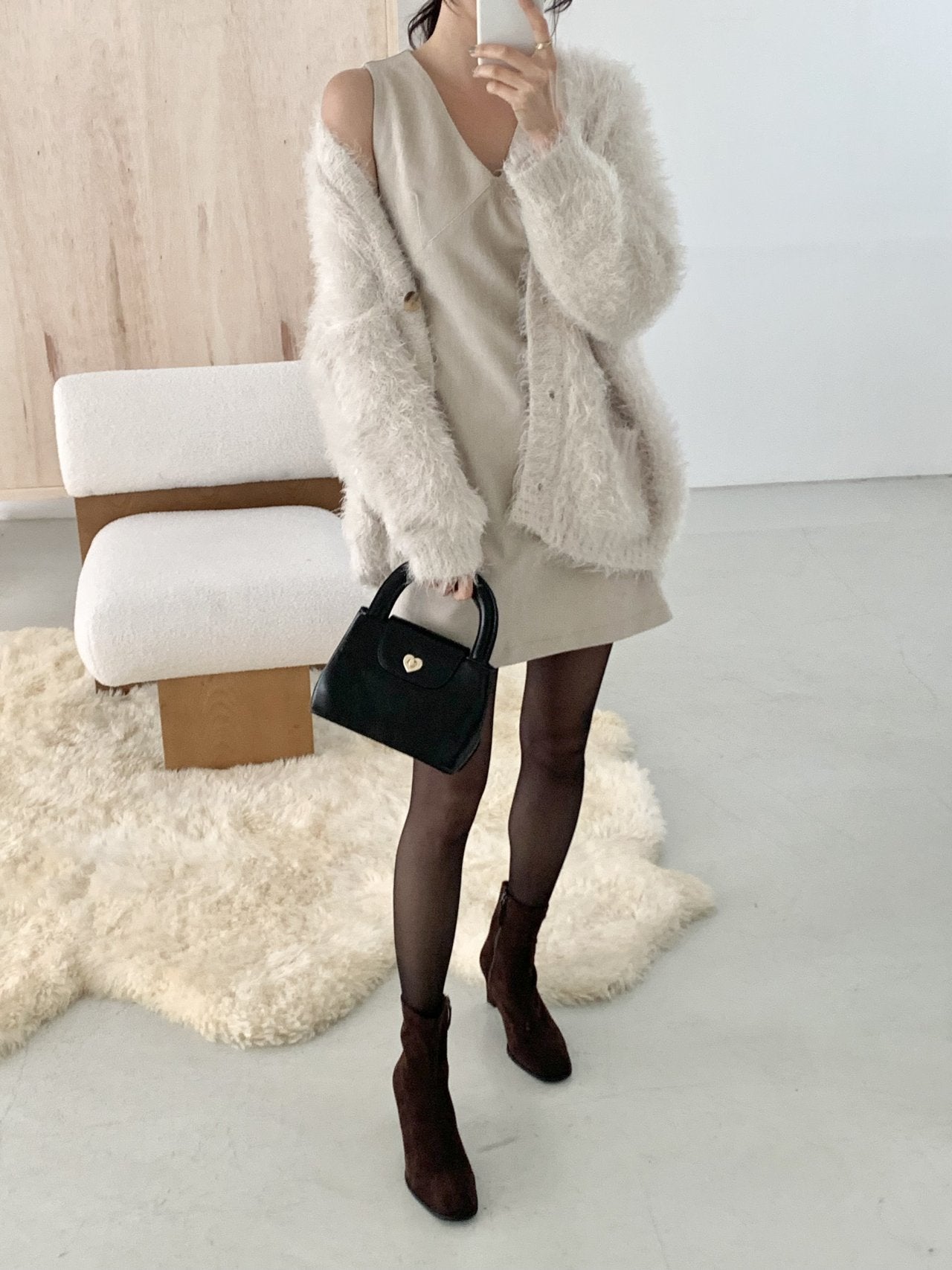 Suede Round 7cm Ankle Boots