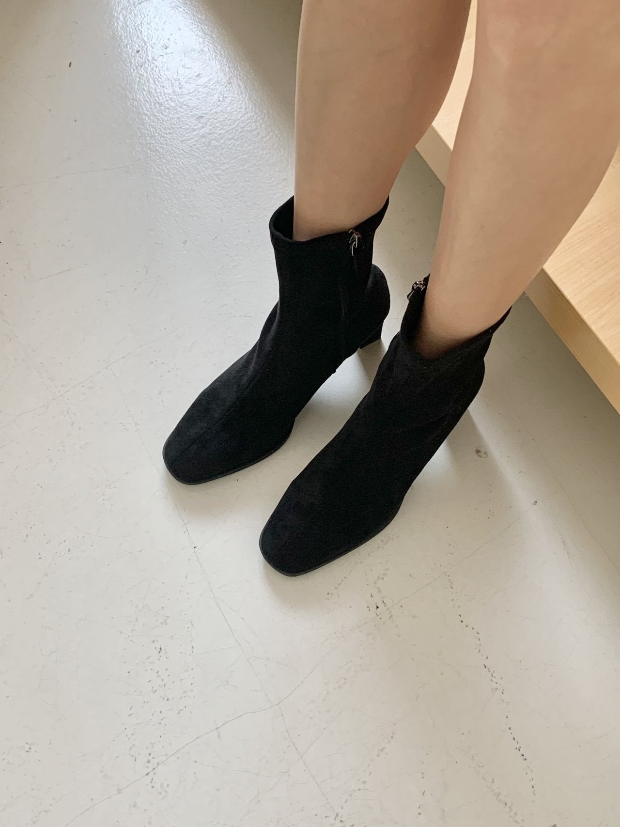 Suede Round 7cm Ankle Boots