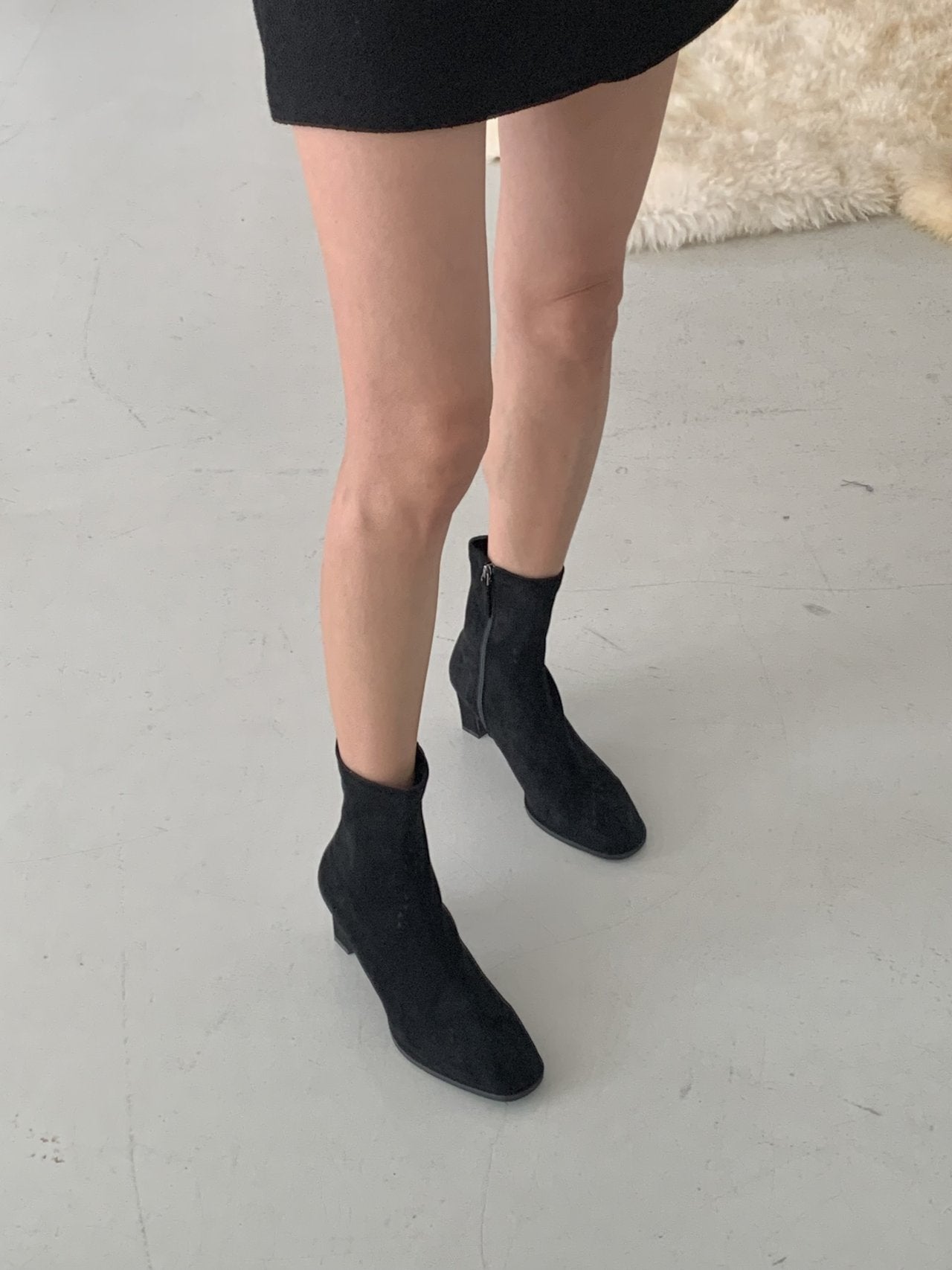 Suede Round 7cm Ankle Boots