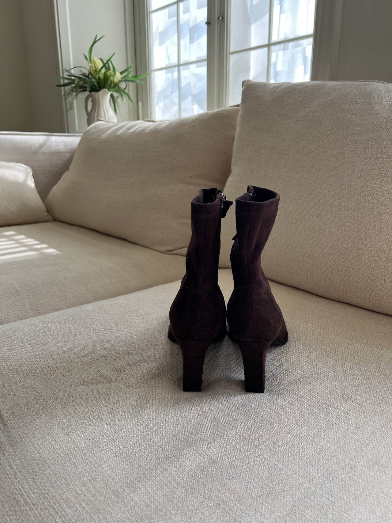 Suede Round 7cm Ankle Boots