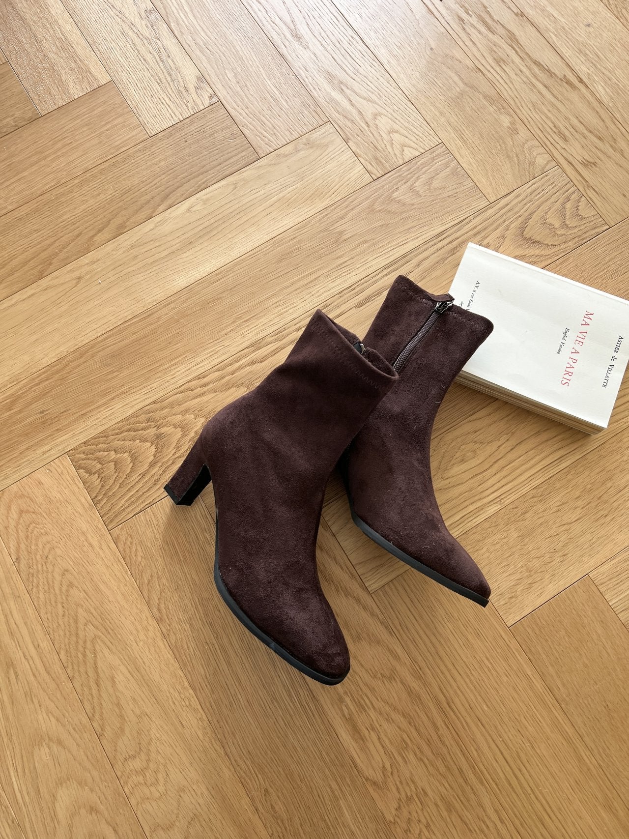 Suede Round 7cm Ankle Boots