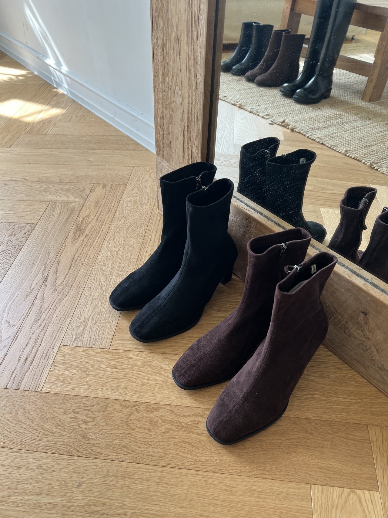 Suede Round 7cm Ankle Boots