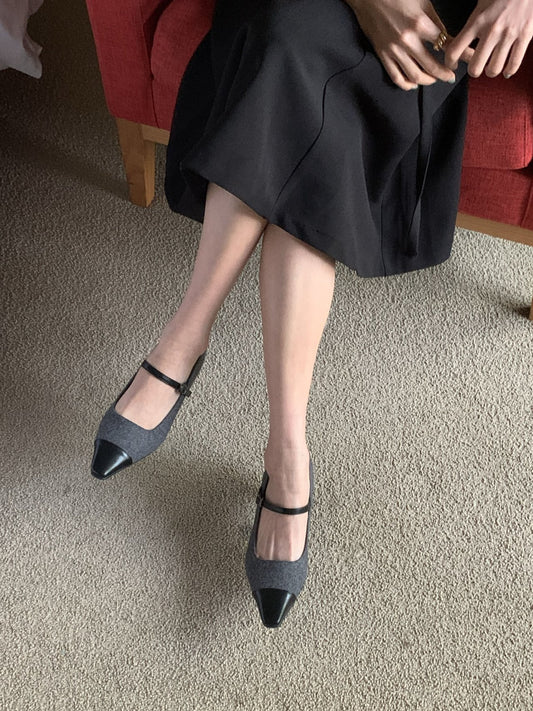Wool Mary Jane 6cm Pumps
