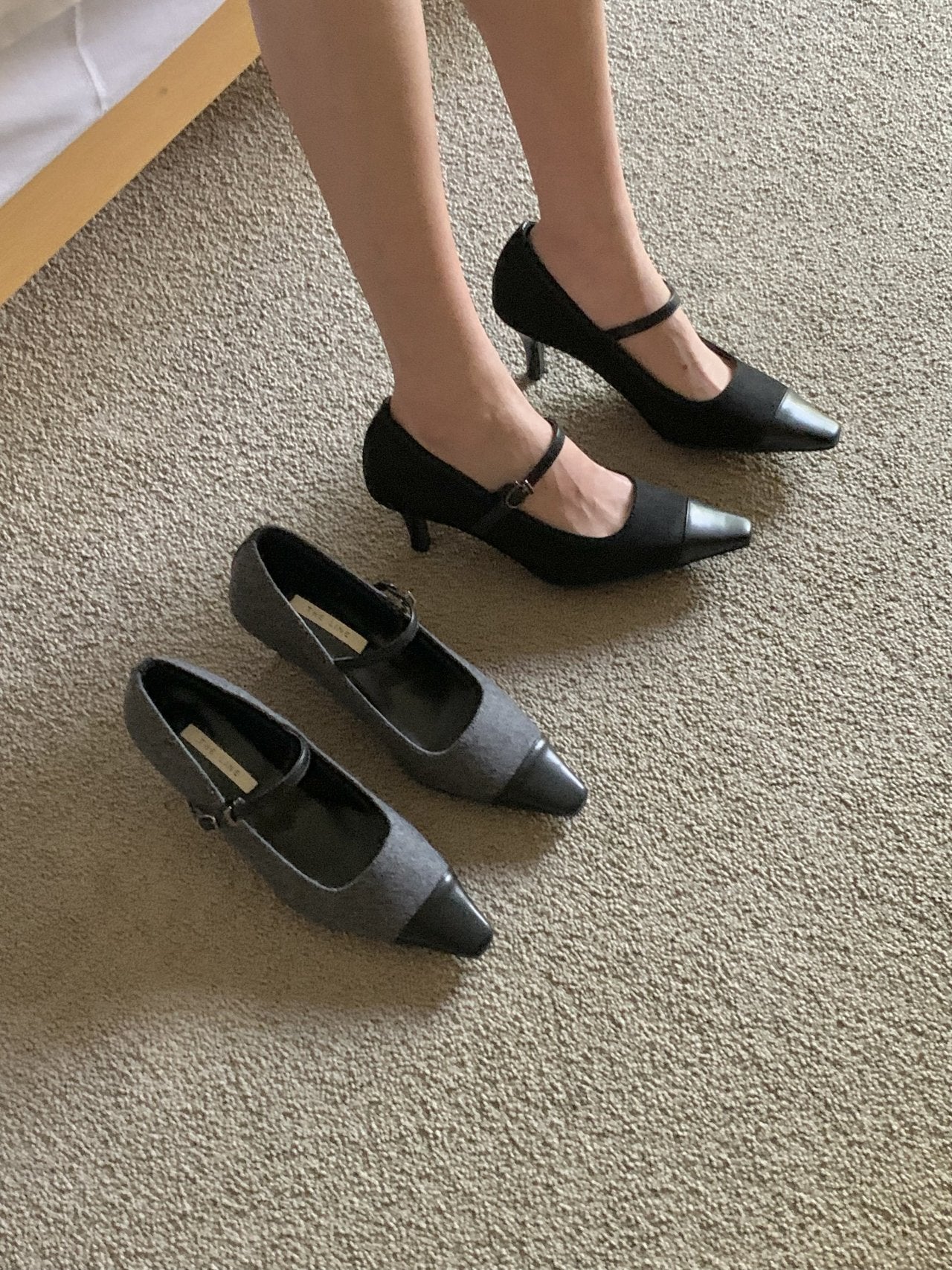 Wool Mary Jane 6cm Pumps