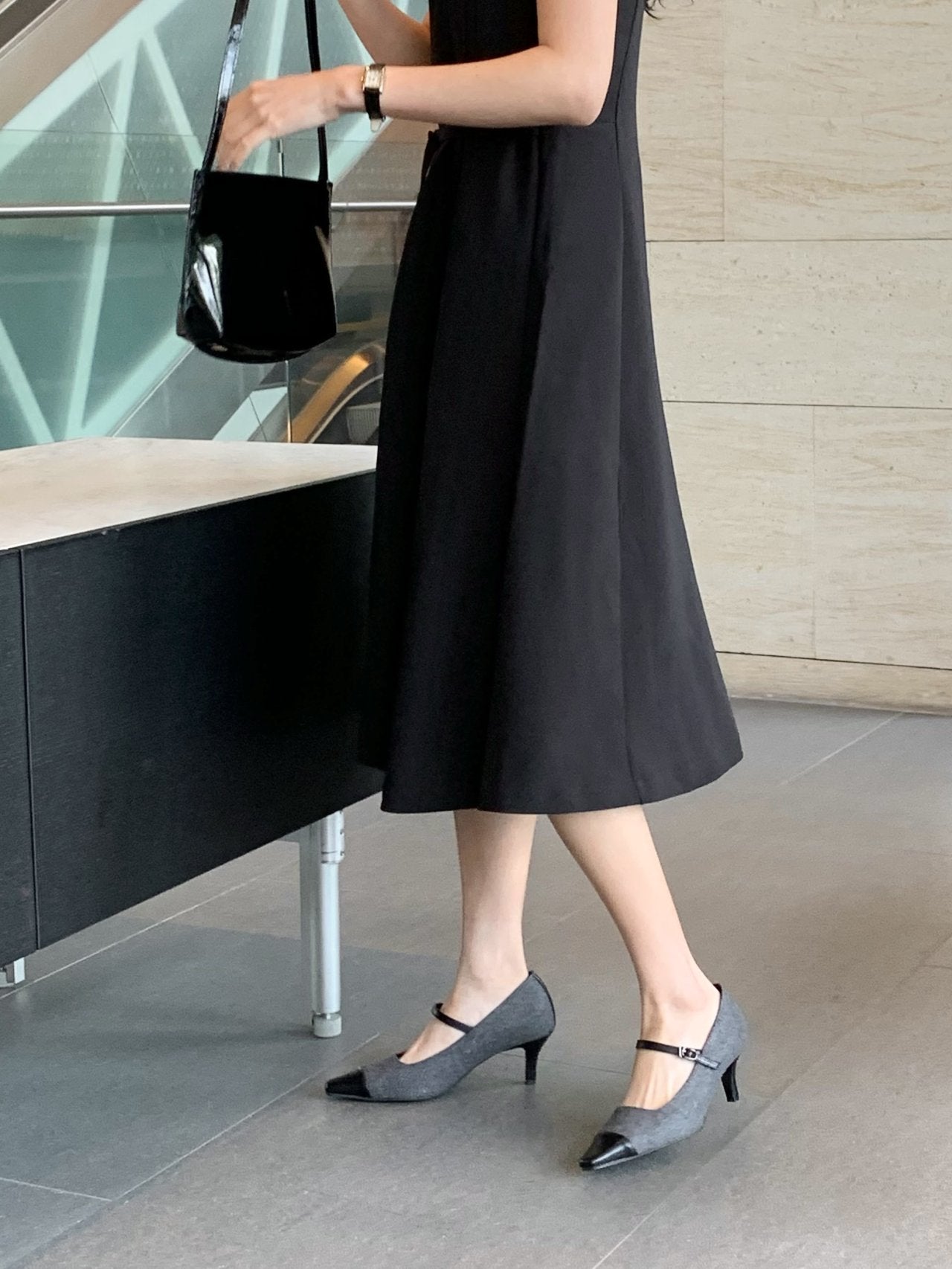 Wool Mary Jane 6cm Pumps