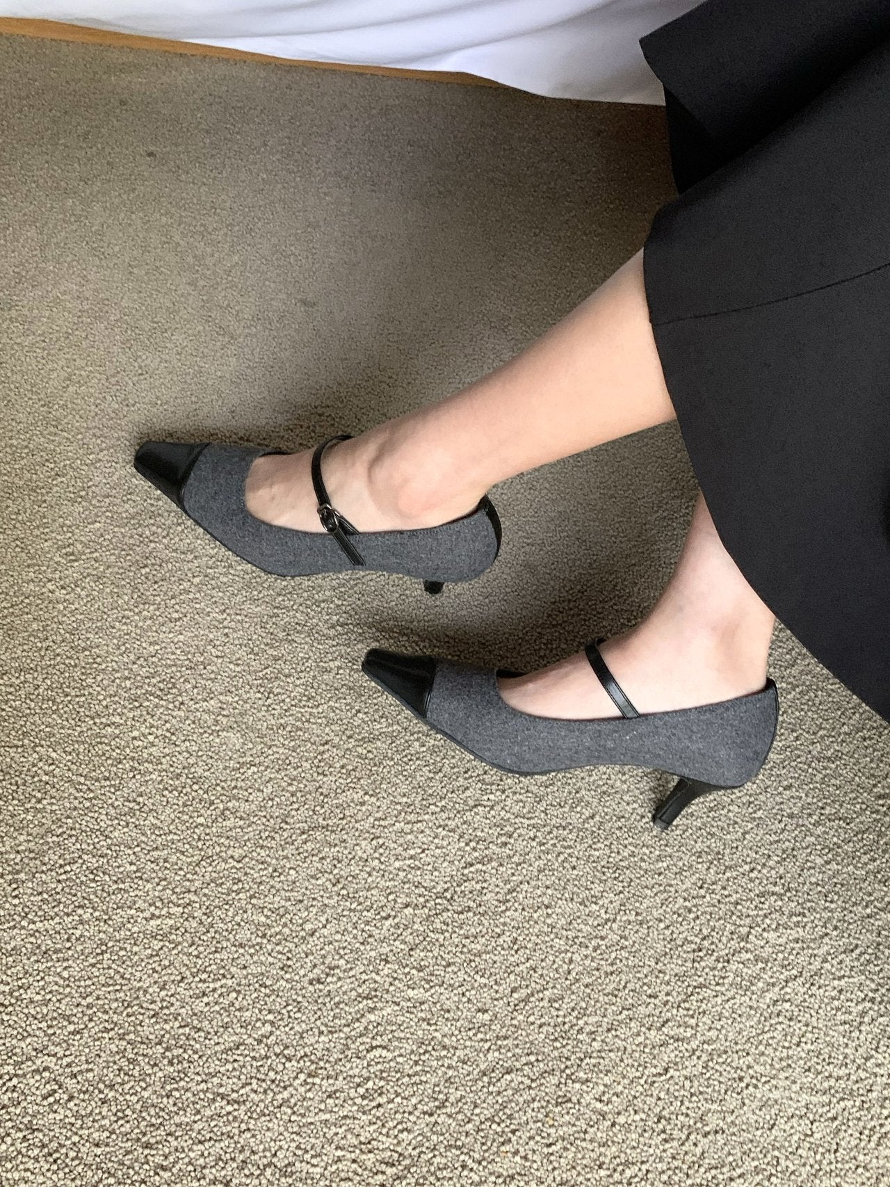 Wool Mary Jane 6cm Pumps