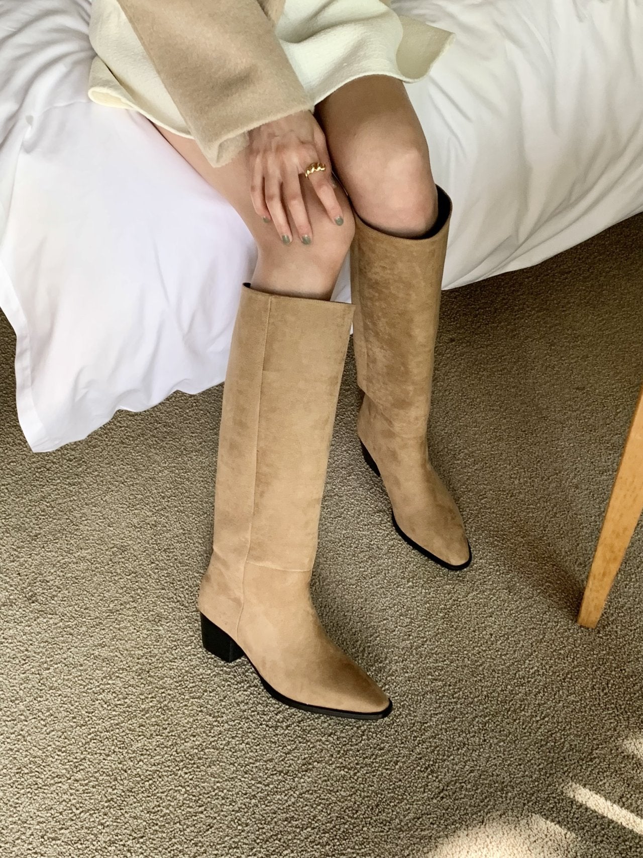 Western suede 5cm long boots