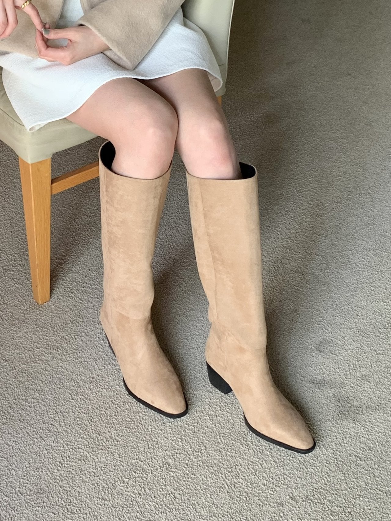 Western suede 5cm long boots