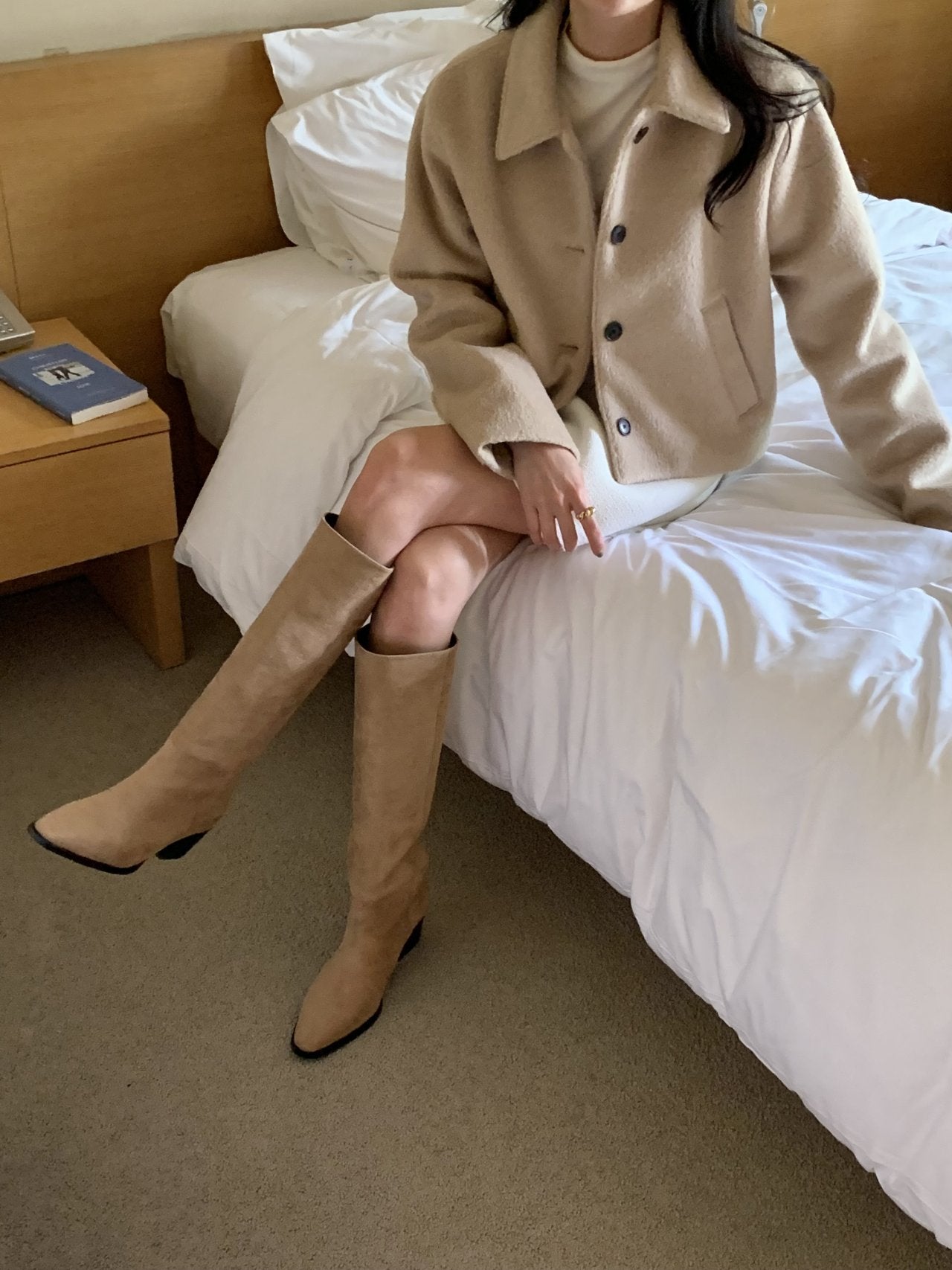 Western suede 5cm long boots