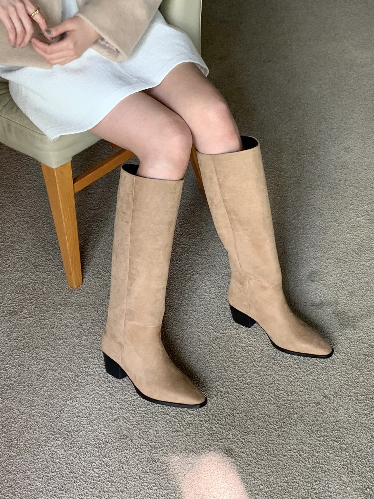 Western suede 5cm long boots