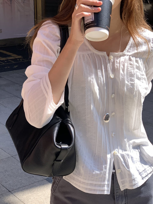 Ria lace square-neck blouse