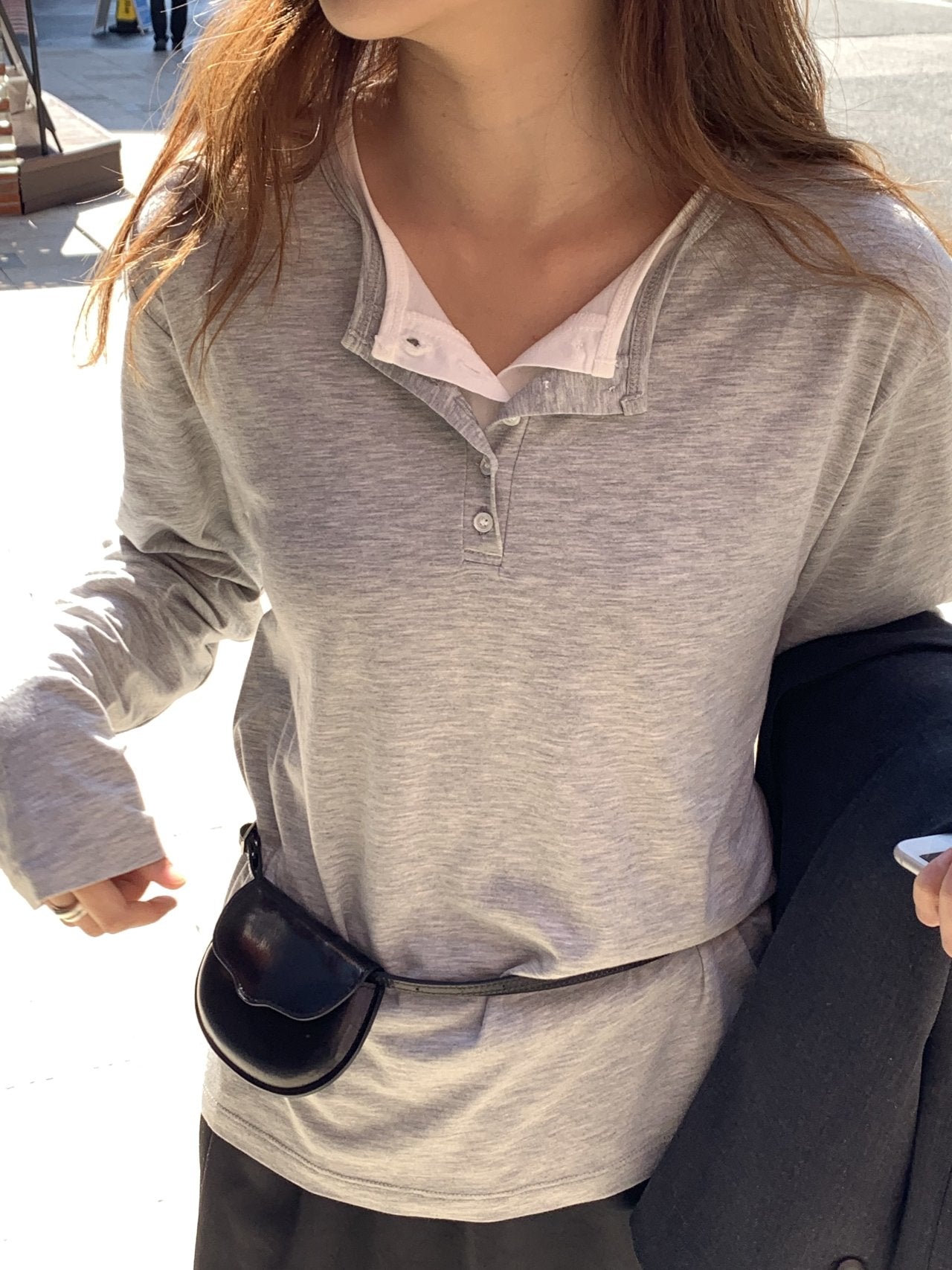 Sera henley long sleeve T-4col