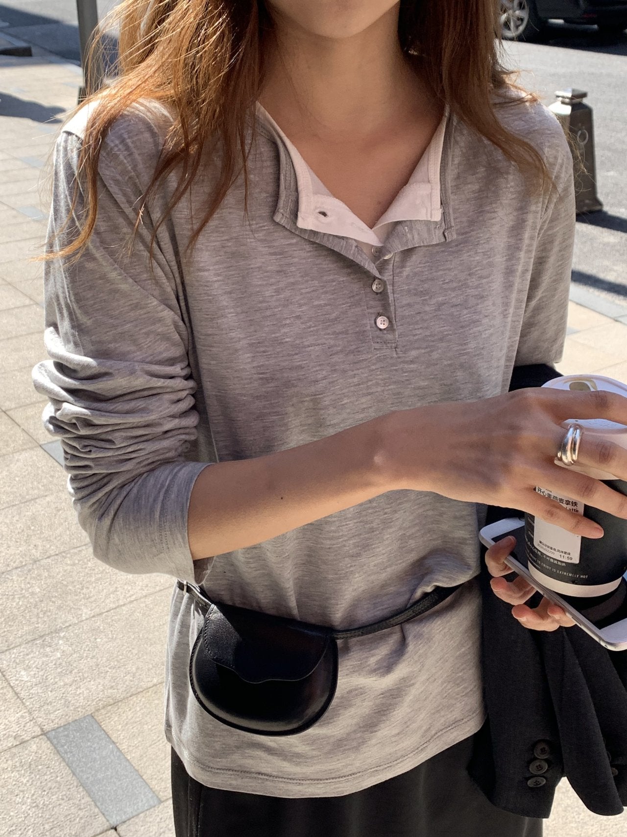 Sera henley long sleeve T-4col