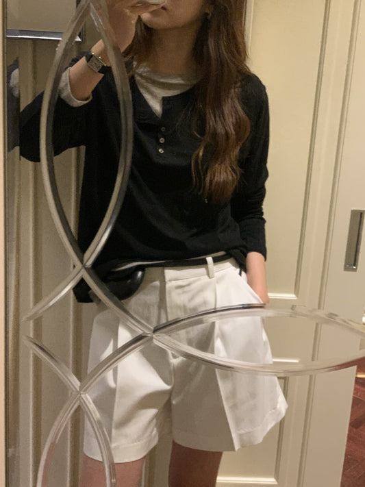 Sera henley long sleeve T-4col