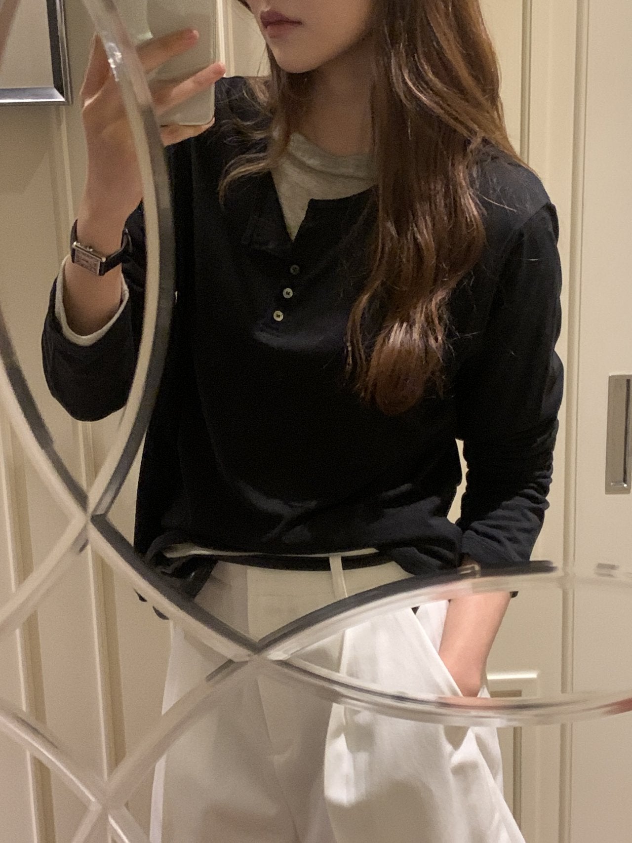 Sera henley long sleeve T-4col