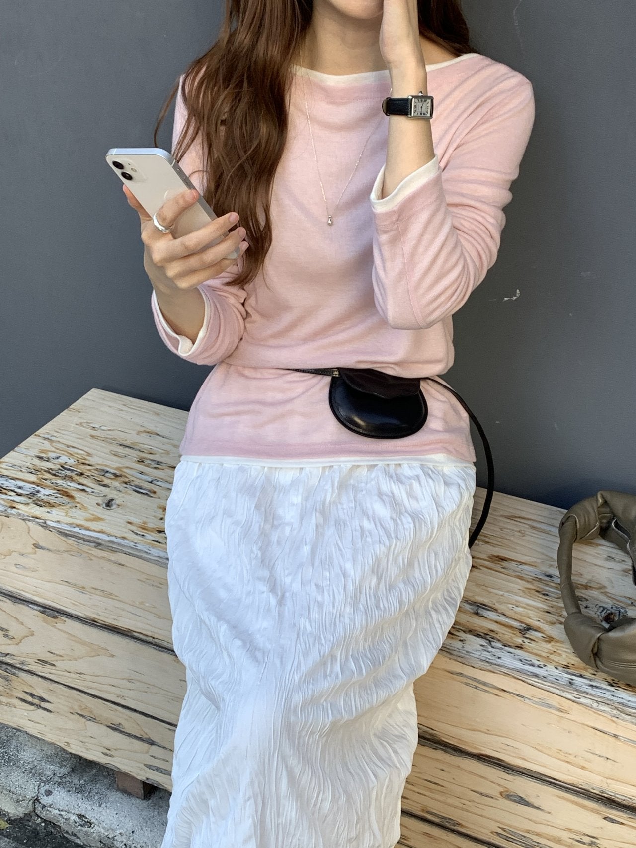 Bay wool tencel boat neck T-5col