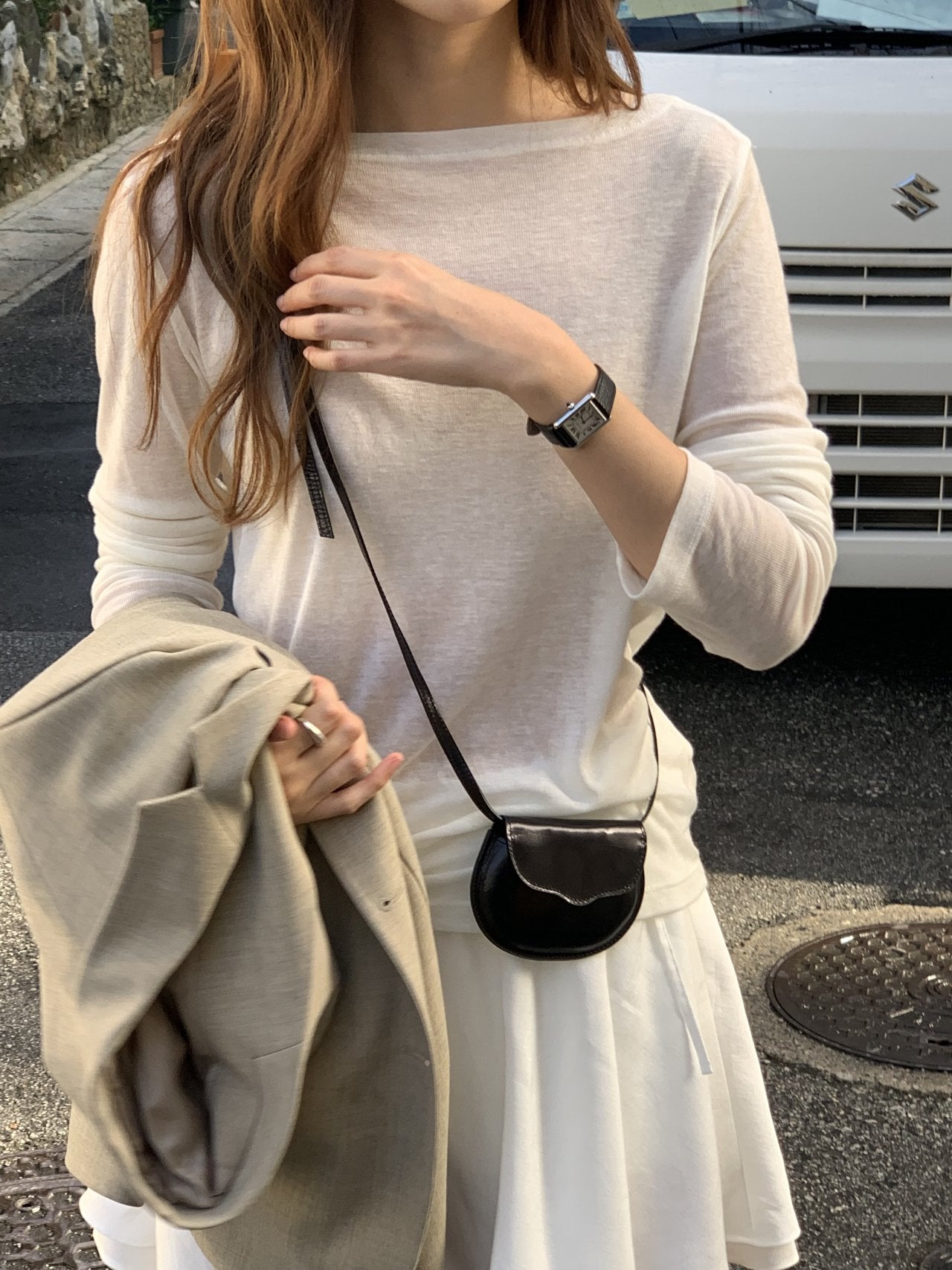 Bay wool tencel boat neck T-5col