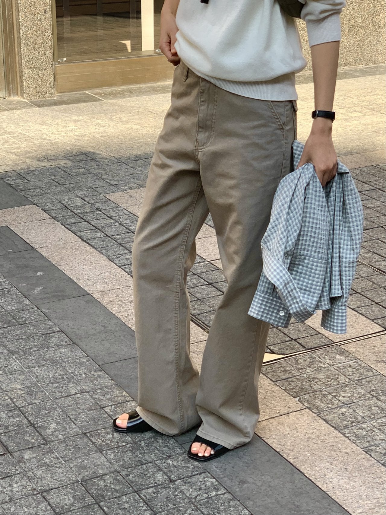 Marlow side adjust stone-washed pants-3col