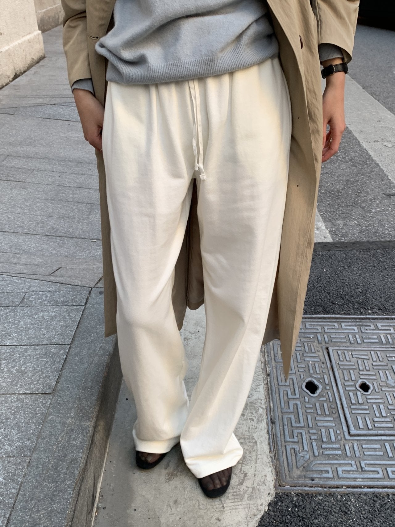 Easy wide sweatpants-4col