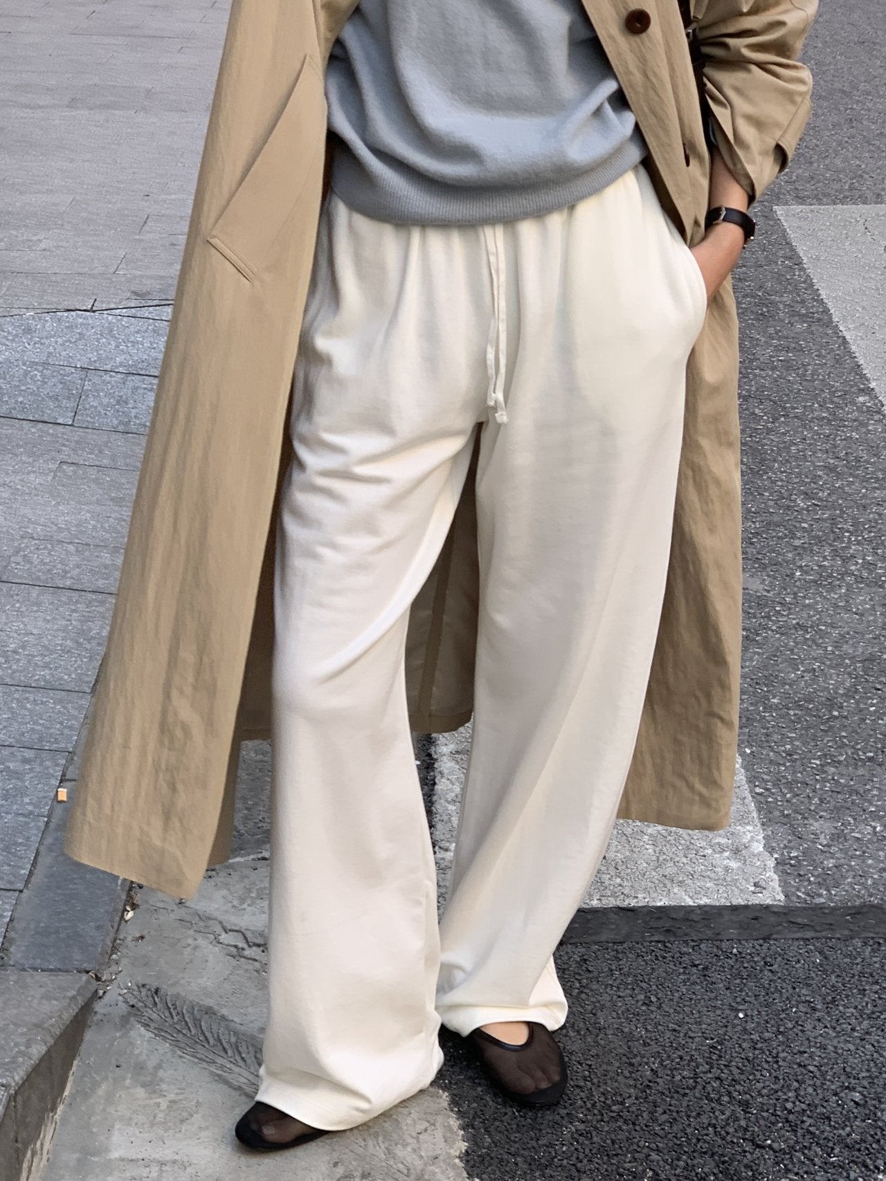 Easy wide sweatpants-4col