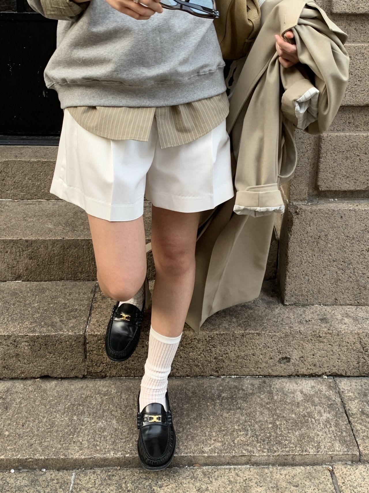 Classic pintuck half pants-3col