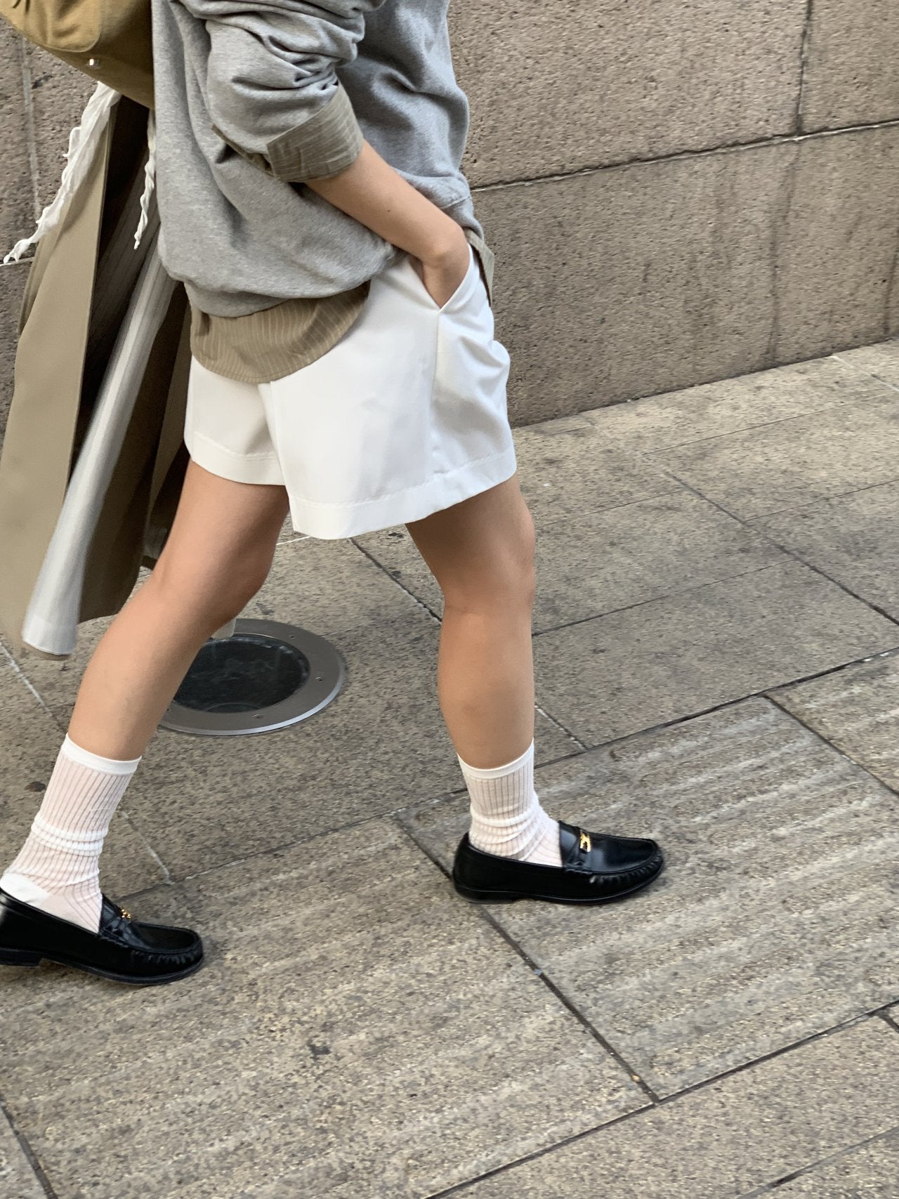 Classic pintuck half pants-3col