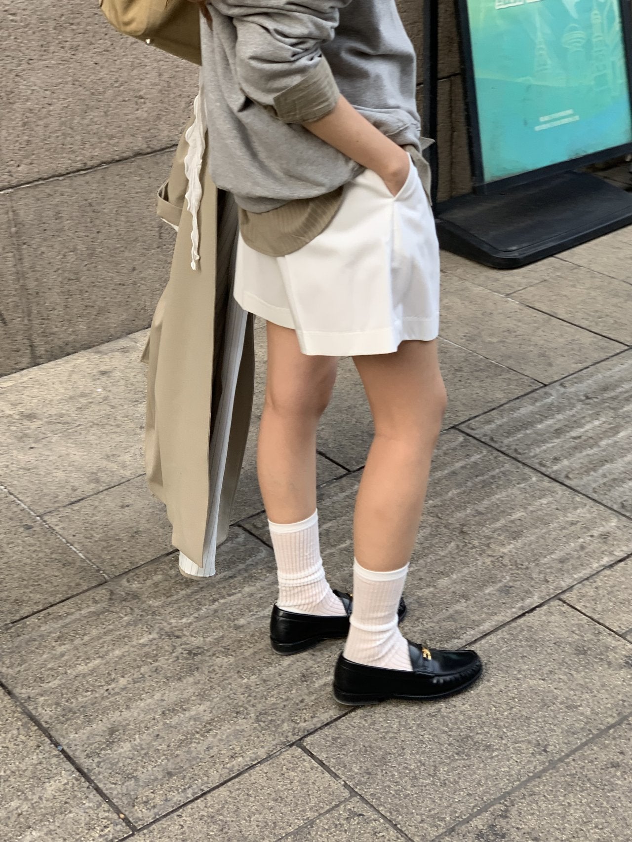 Classic pintuck half pants-3col