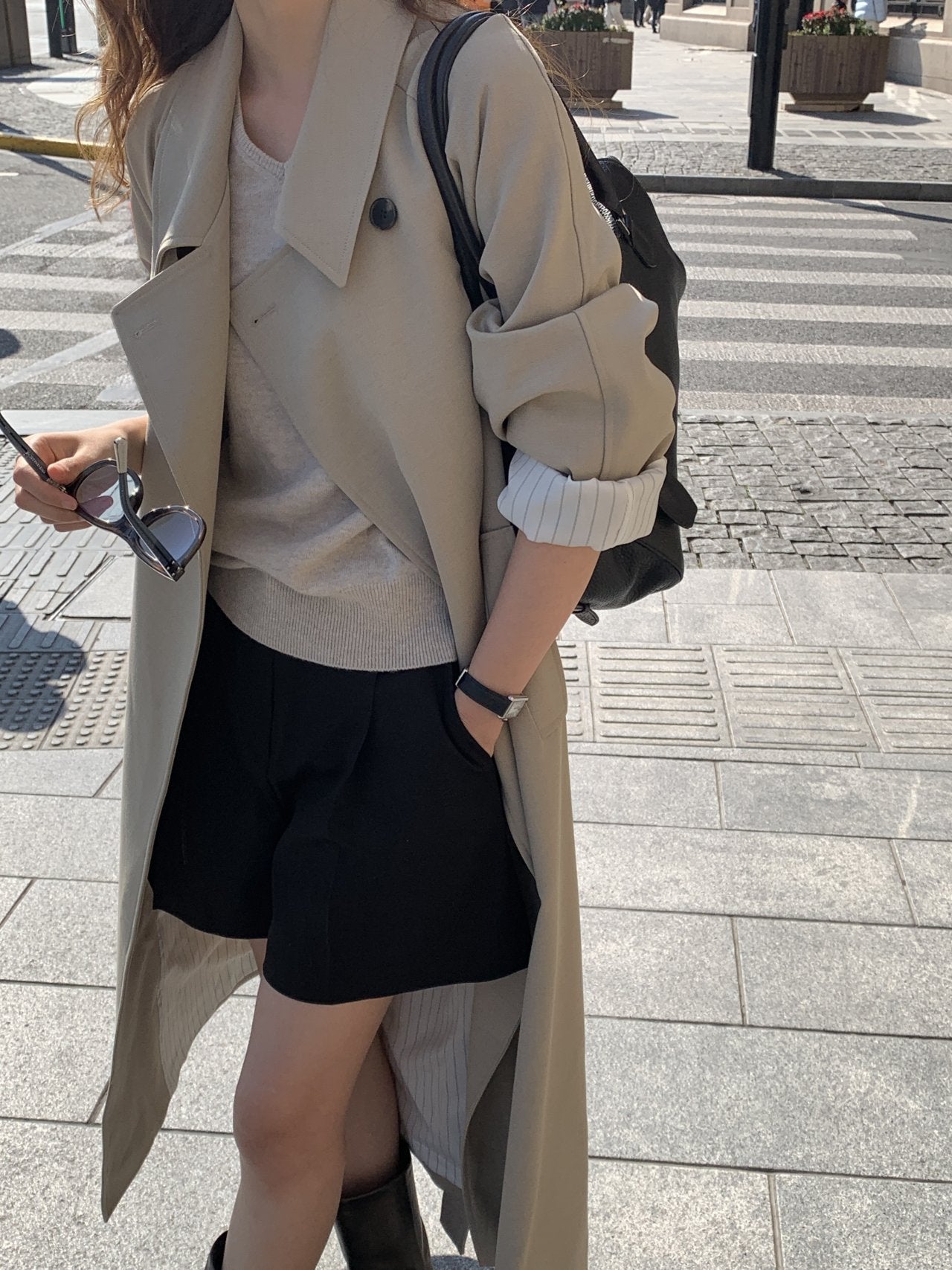 Classic pintuck half pants-3col