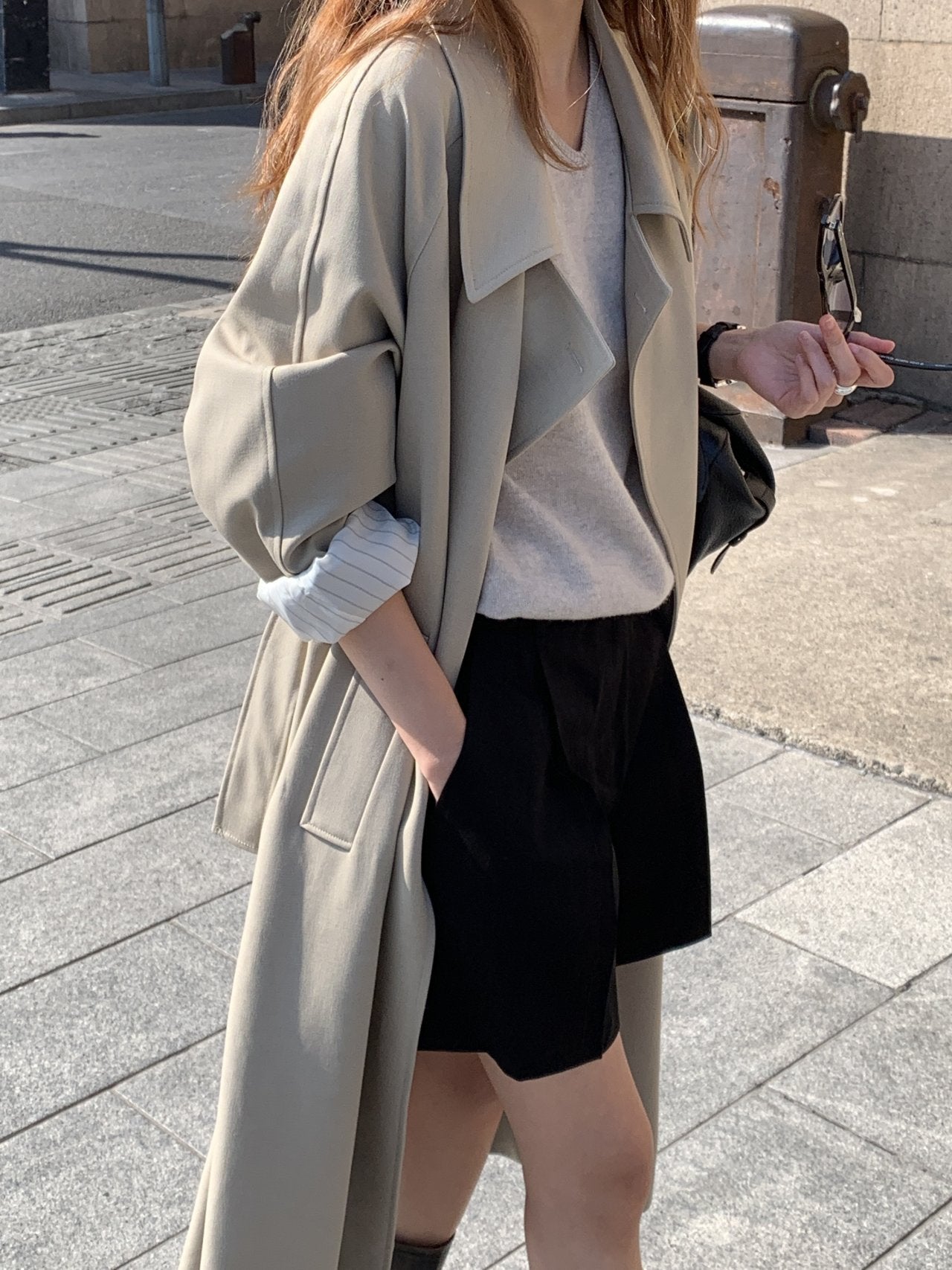 Classic pintuck half pants-3col