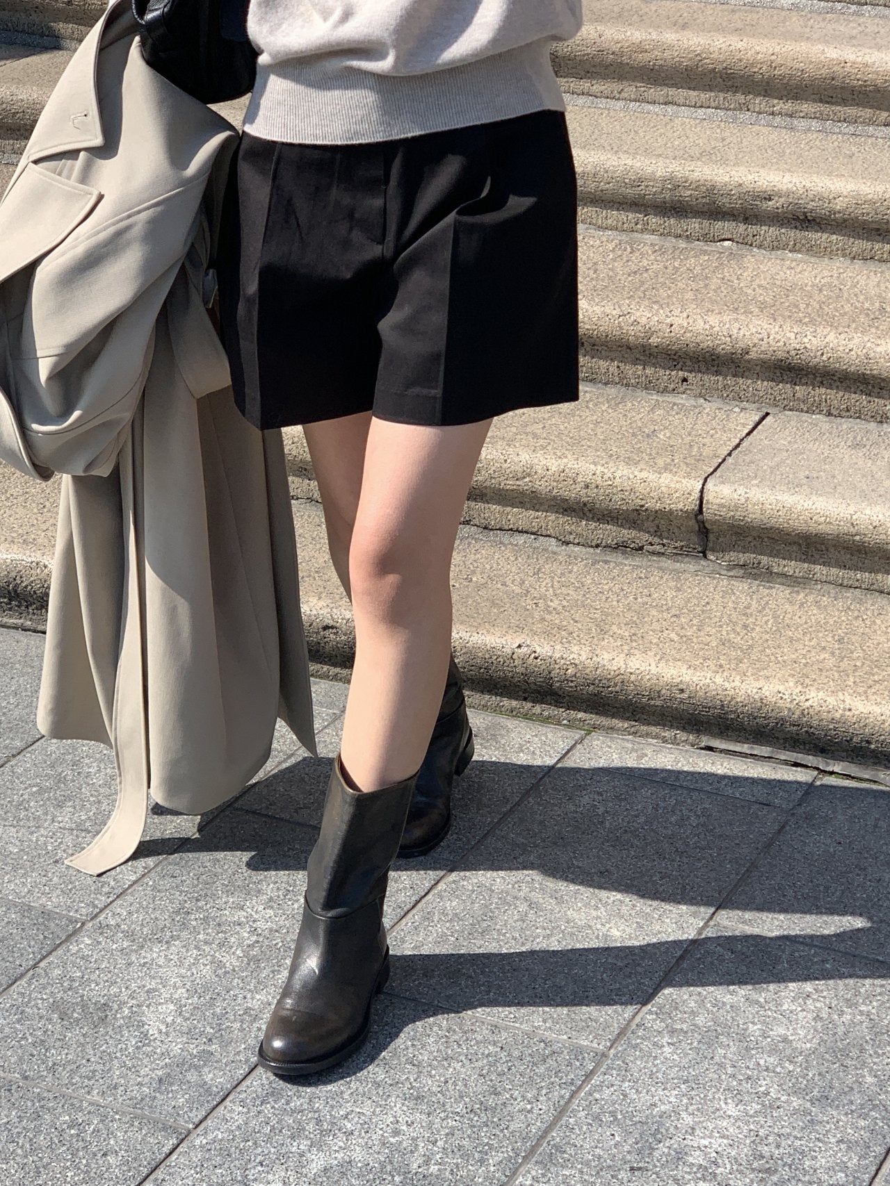 Classic pintuck half pants-3col