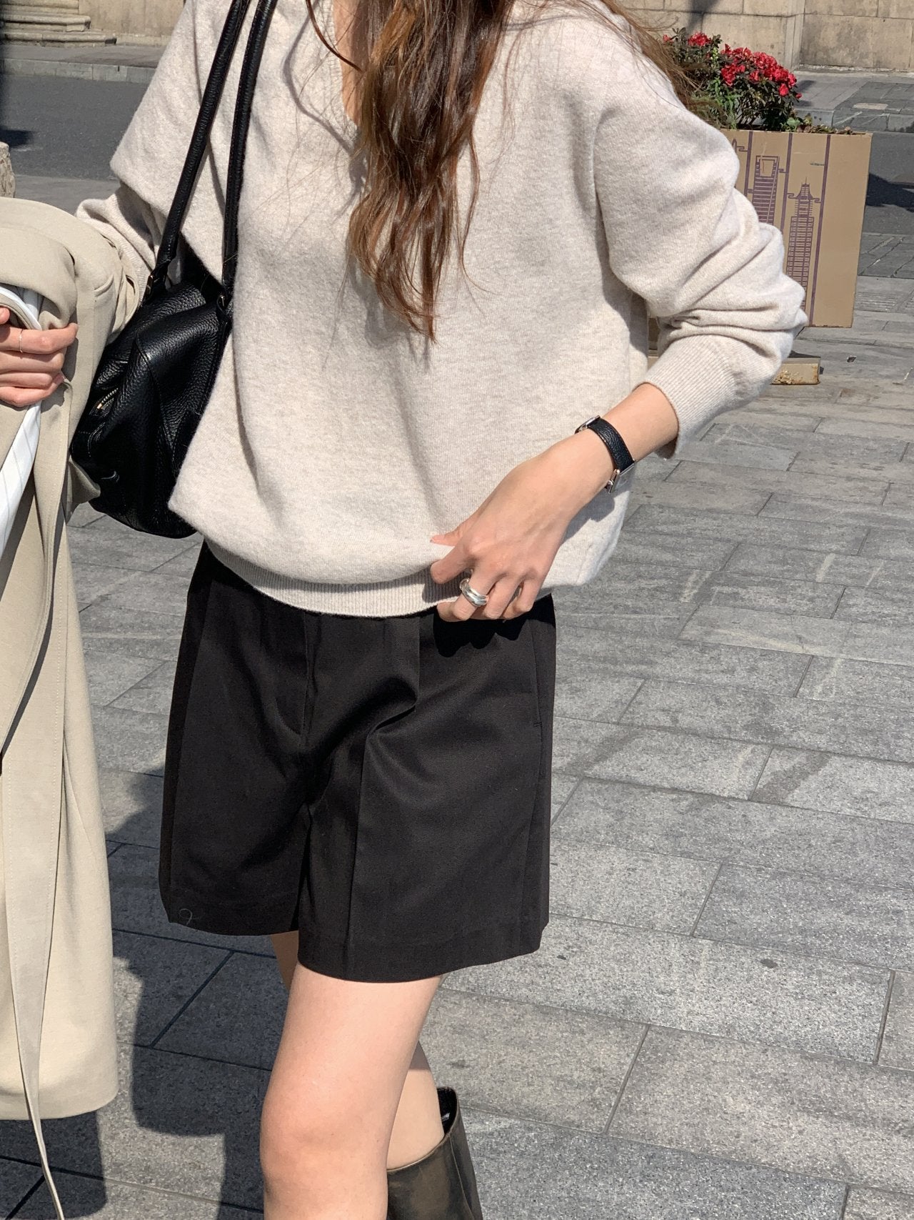 Classic pintuck half pants-3col