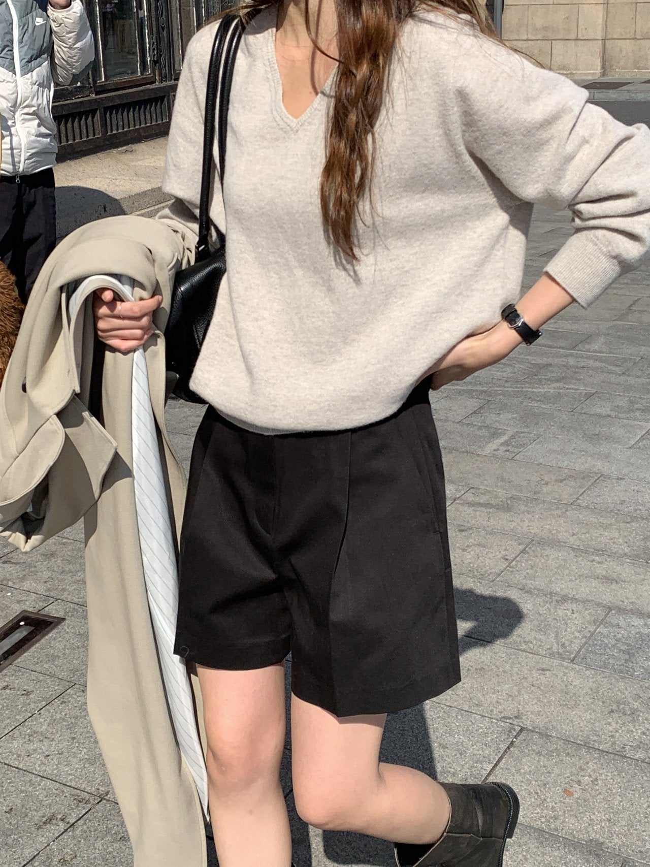 Classic pintuck half pants-3col