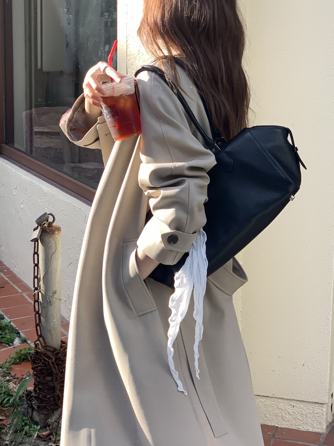 Naha pleats triangle scarf-2col