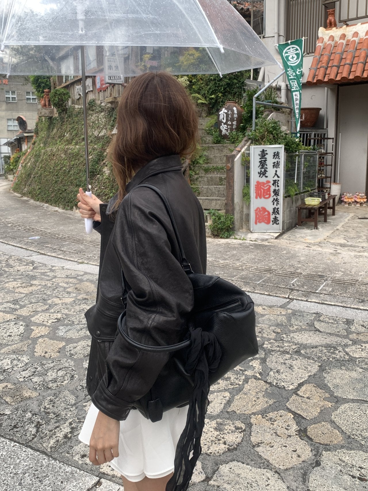 Naha pleats triangle scarf-2col