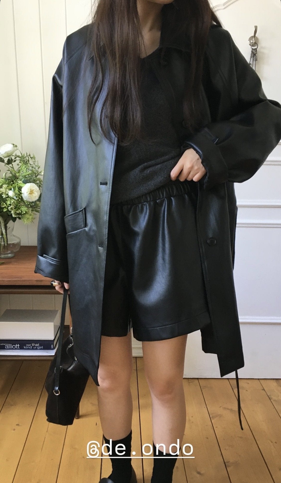 Leather half coat-2col