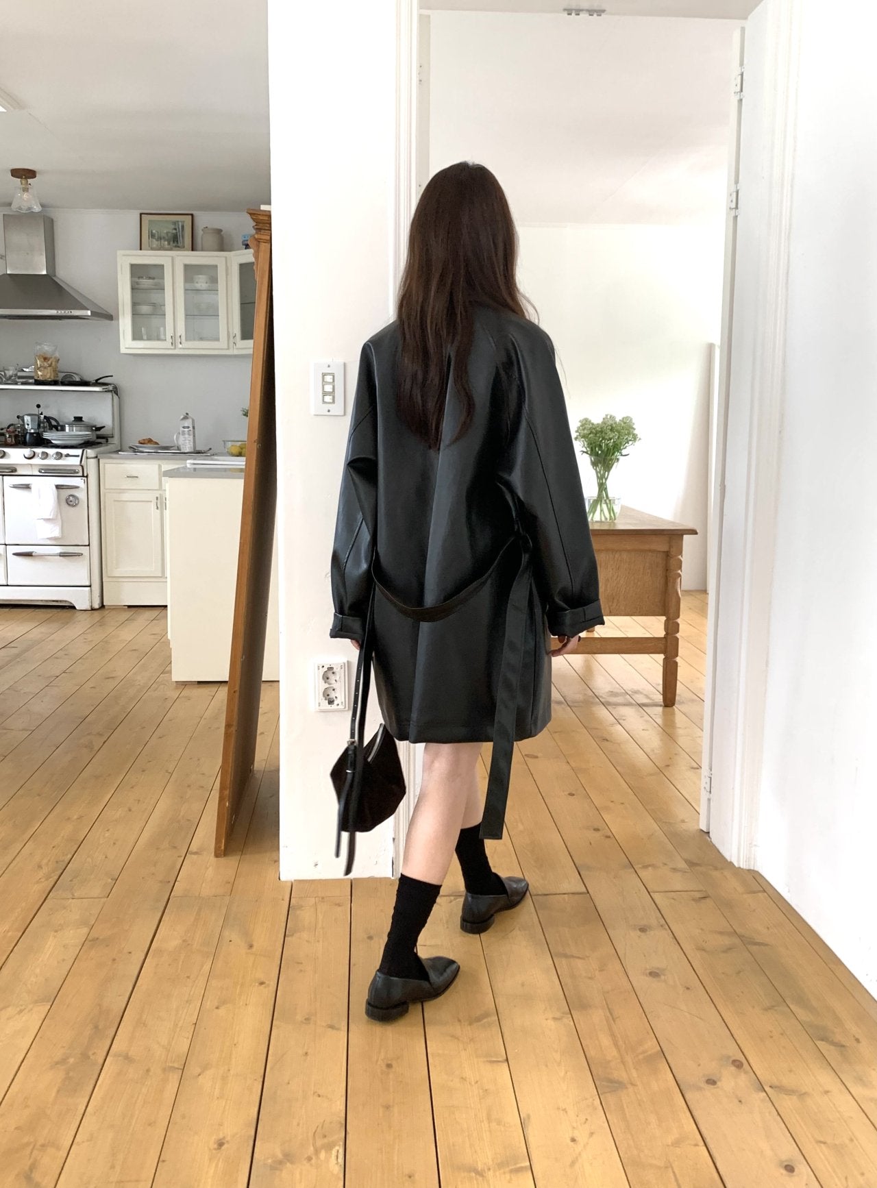 Leather half coat-2col
