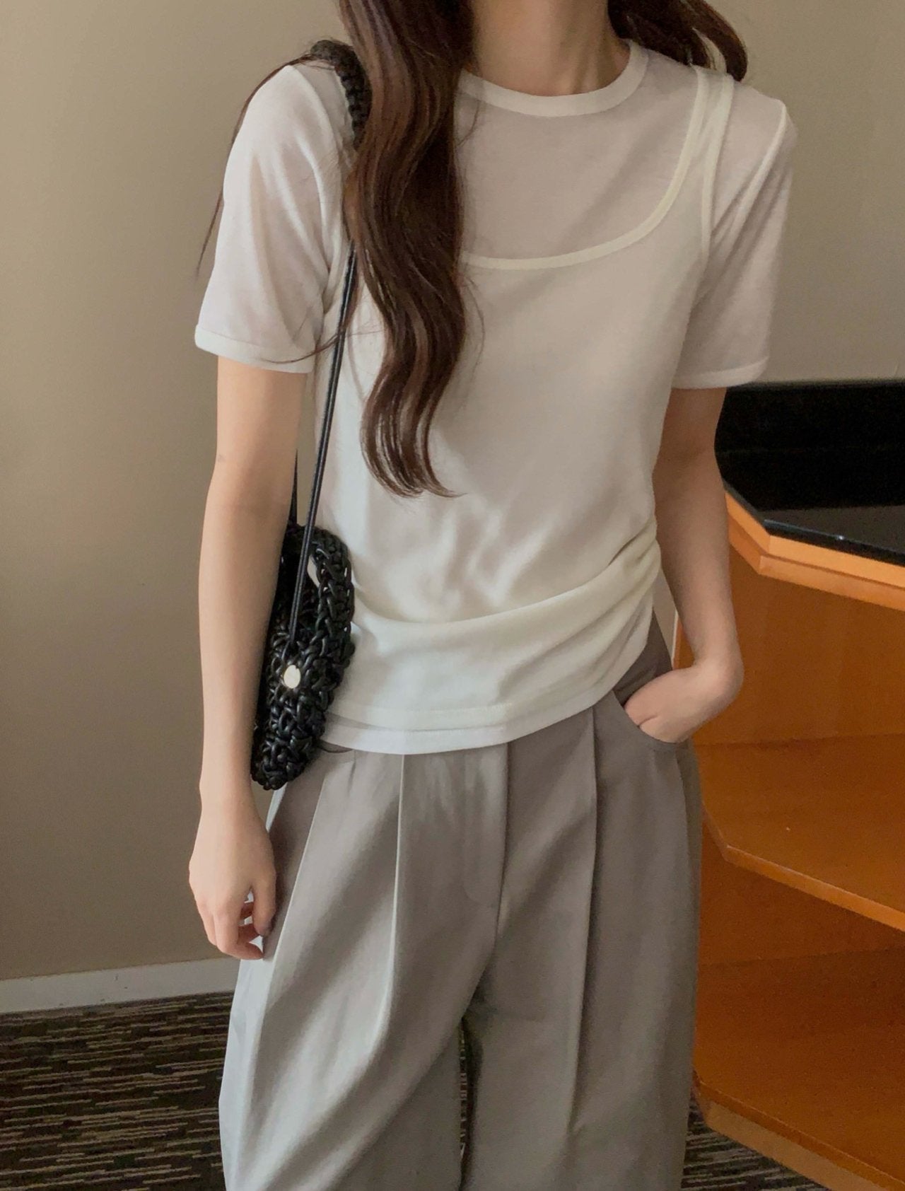 Beam's sleeveless inner rabba T set-5col