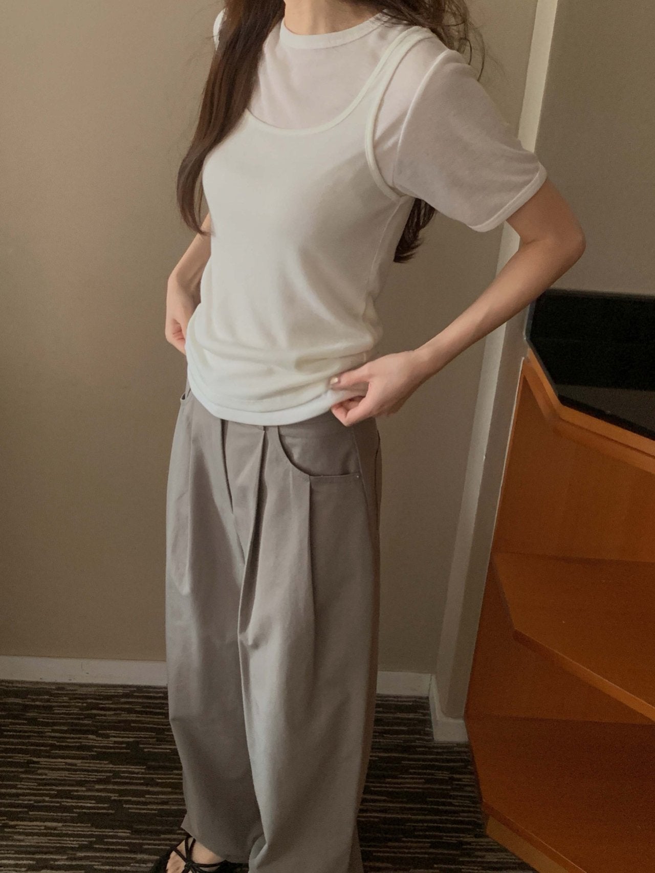 Beam's sleeveless inner rabba T set-5col