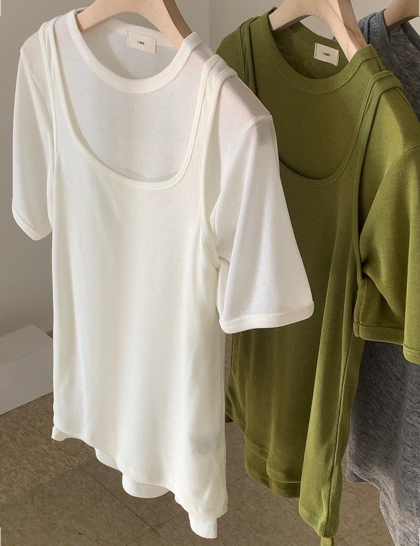 Beam's sleeveless inner rabba T set-5col