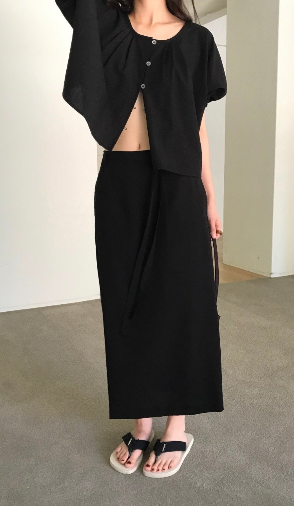 deondo lin pocket wrap skirt-2col