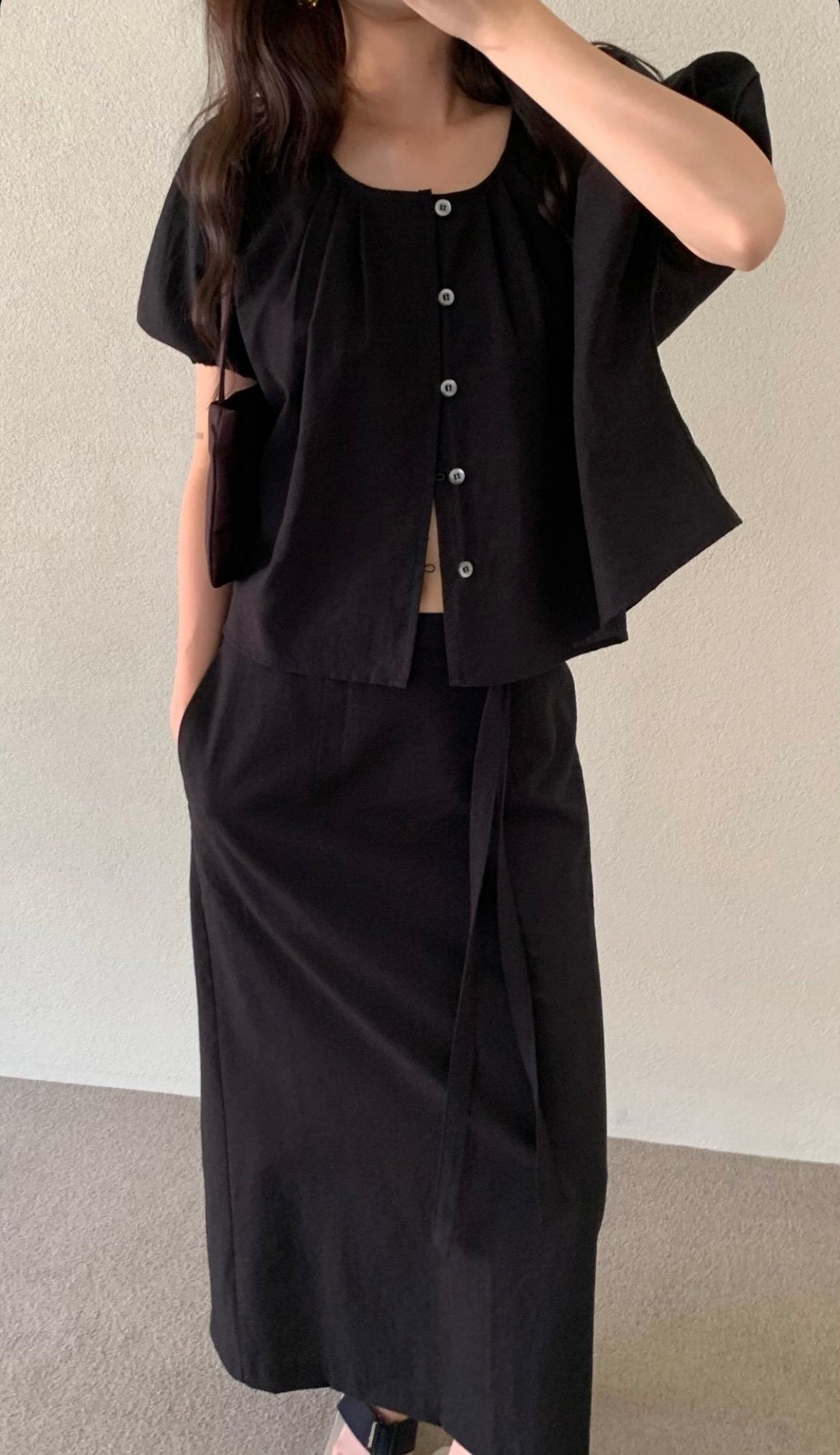 deondo lin pocket wrap skirt-2col