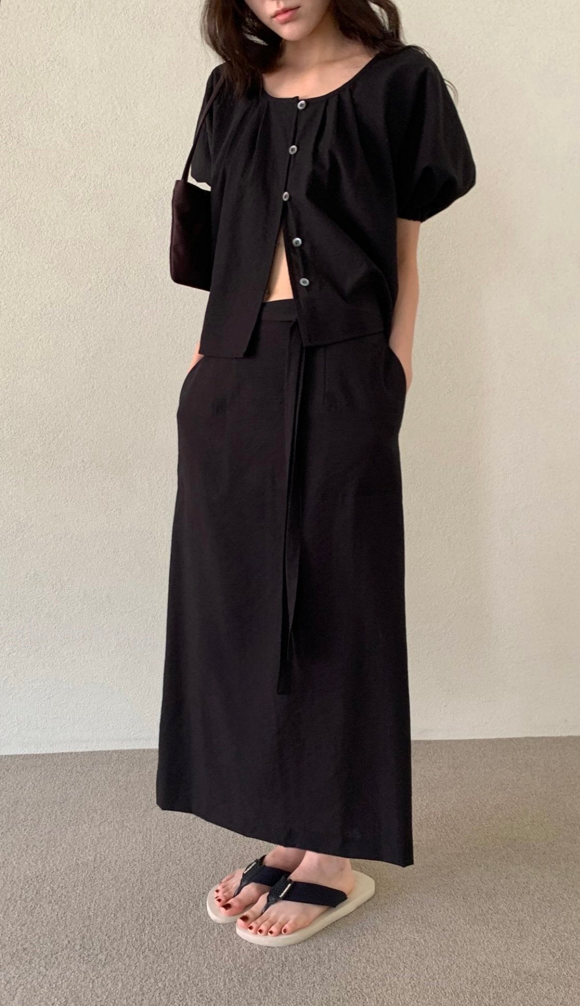 deondo lin pocket wrap skirt-2col