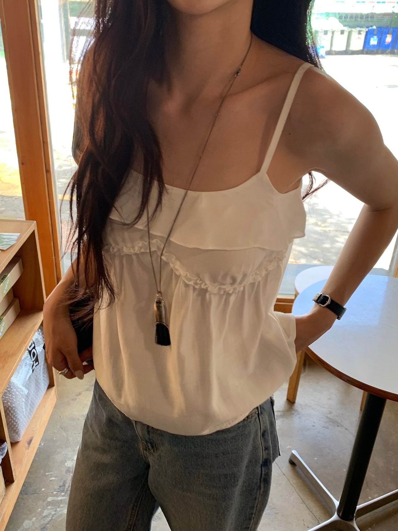 Pauline Frill Sleeveless Blouse-2col