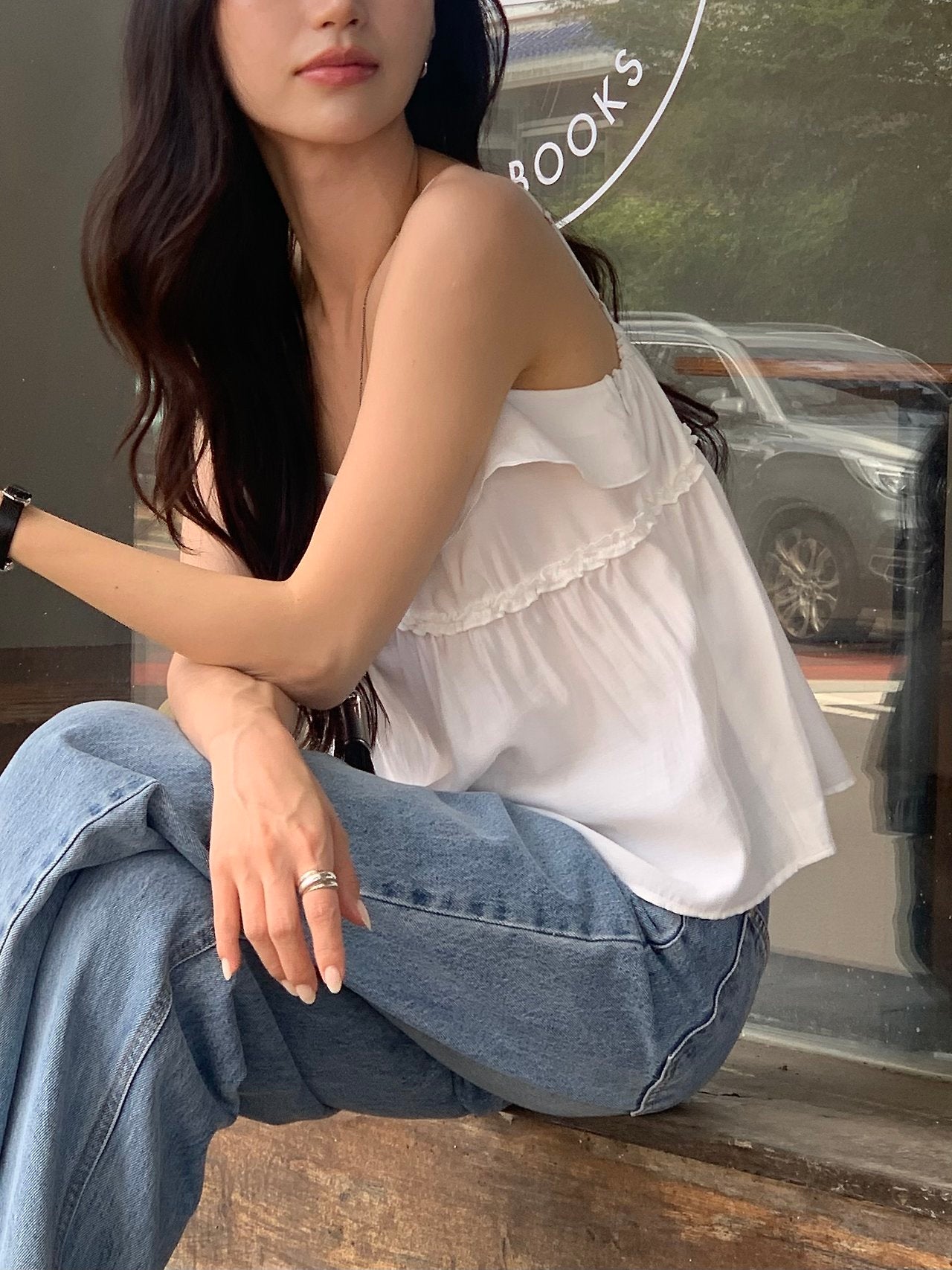 Pauline Frill Sleeveless Blouse-2col