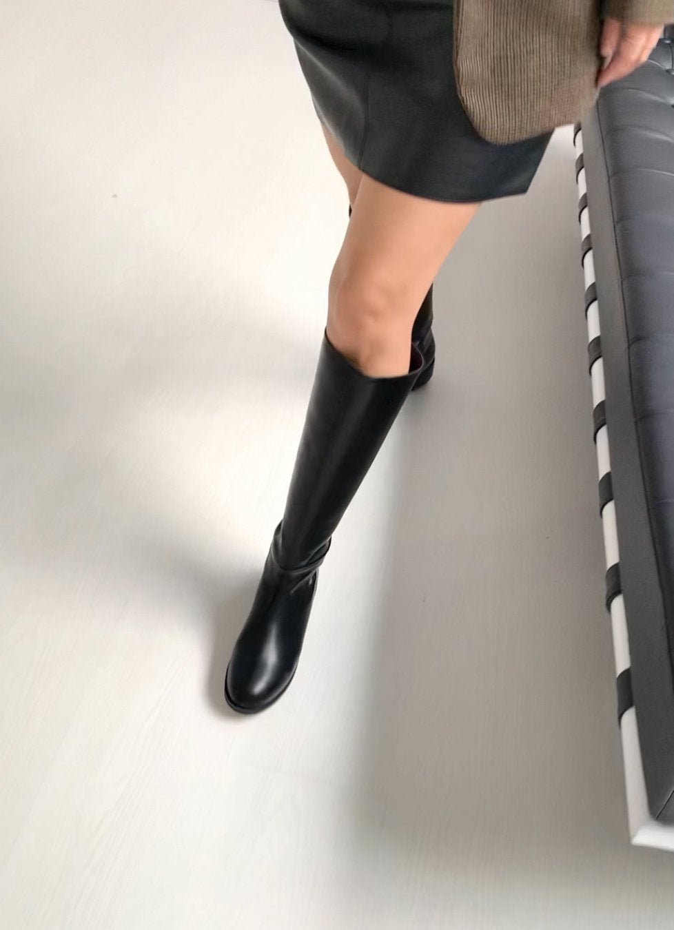 Slimline black long boots