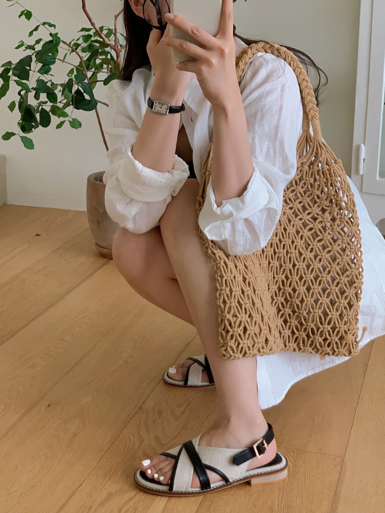 Canvas X-strap Sandal