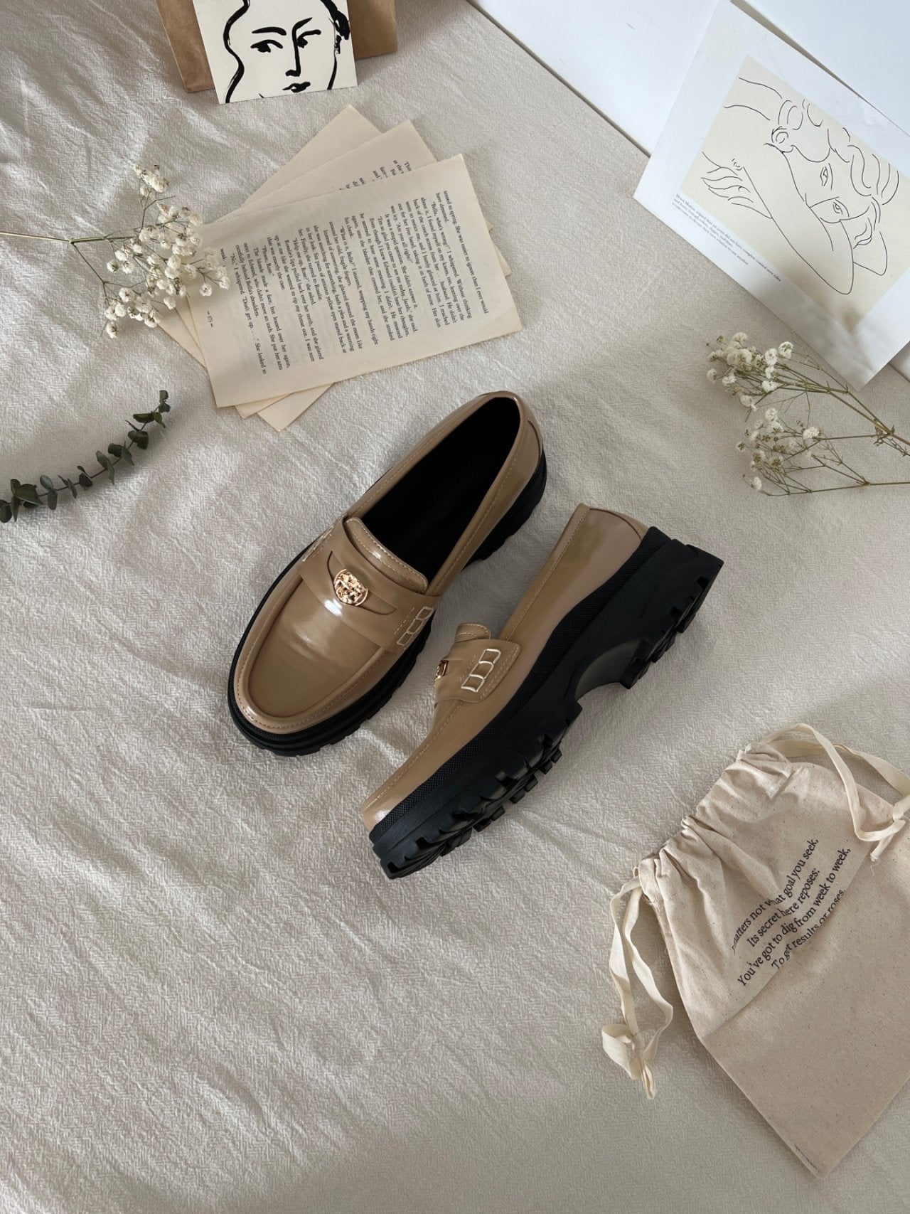 Boen platform button loafers