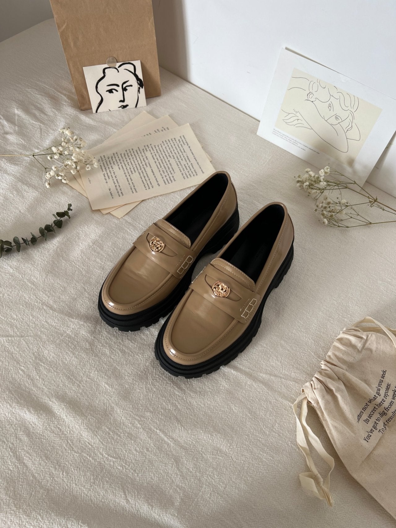 Boen platform button loafers