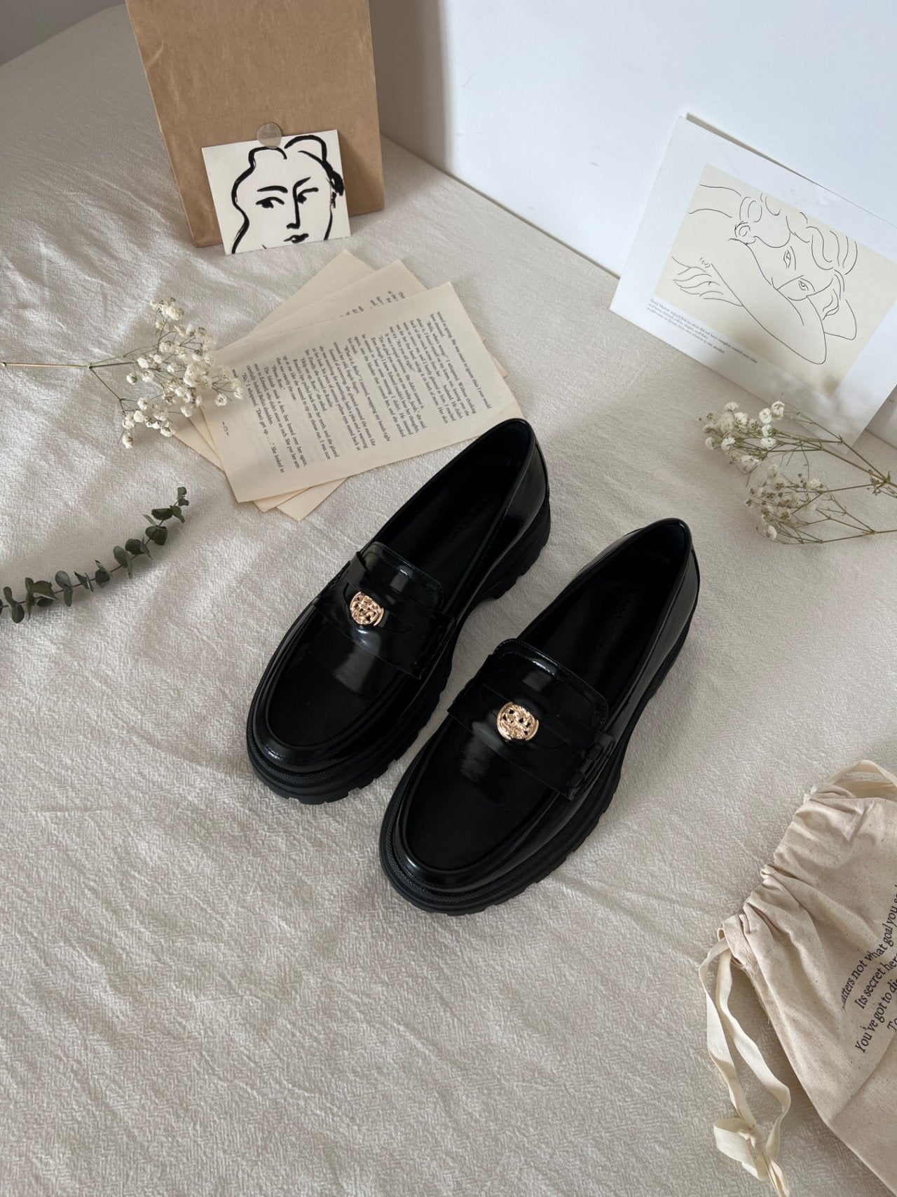 Boen platform button loafers