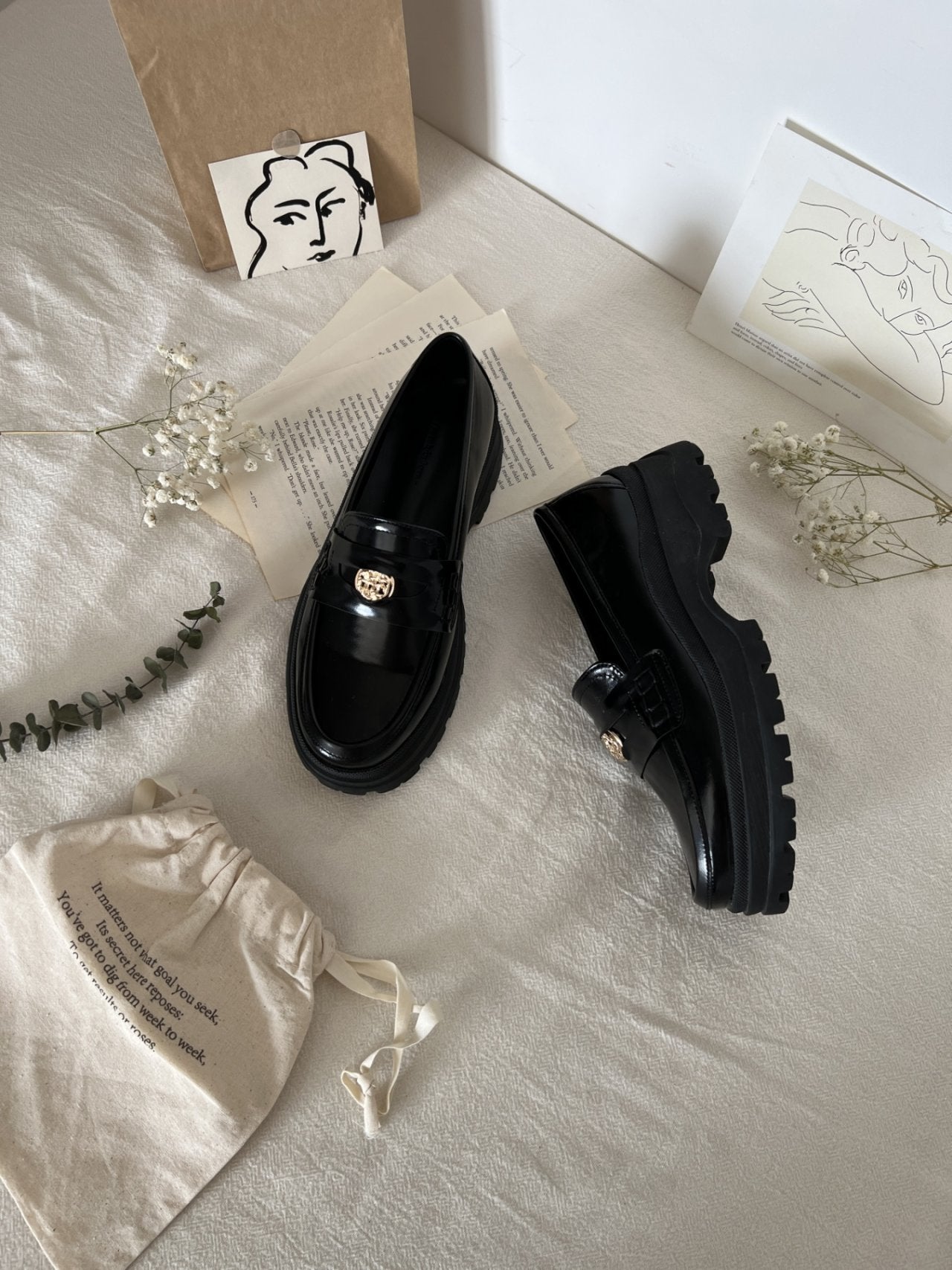 Boen platform button loafers